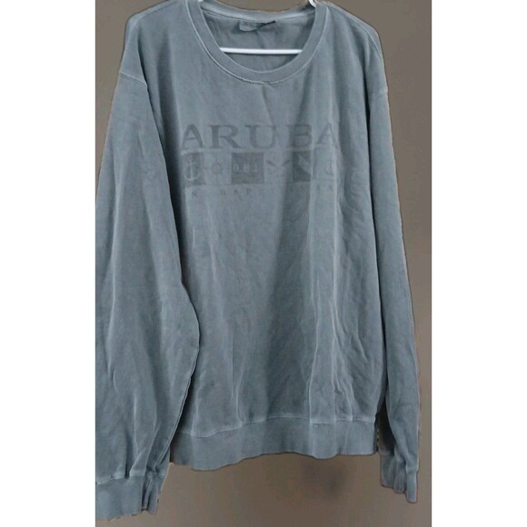 Vintage Comfort Authentic Aruba Sweatshirt 2XL Blue Faded Crewneck Coastal Beach - Picture 1 of 7